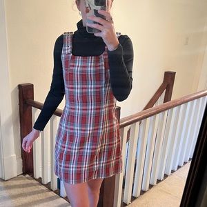 Red Plaid Buckle School Girl Dress